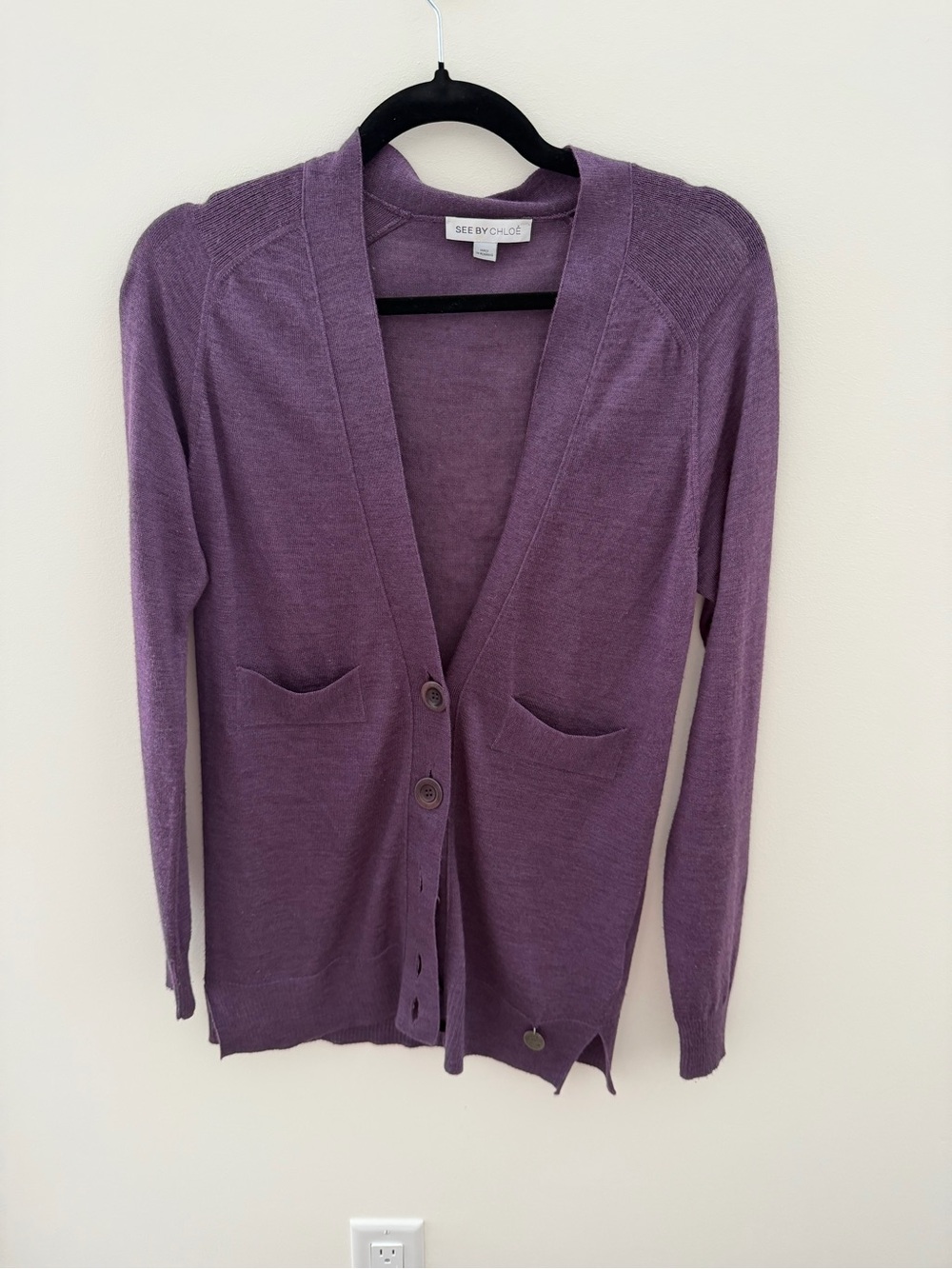 See By Chloé Lilac V-Neck Button Cardigan